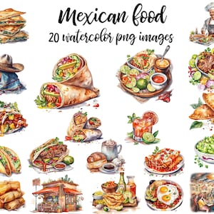 Mexican Food Clipart, Vibrant and Authentic Digital Illustrations, Perfect for Food Bloggers Buy 2 Get 1 FREE