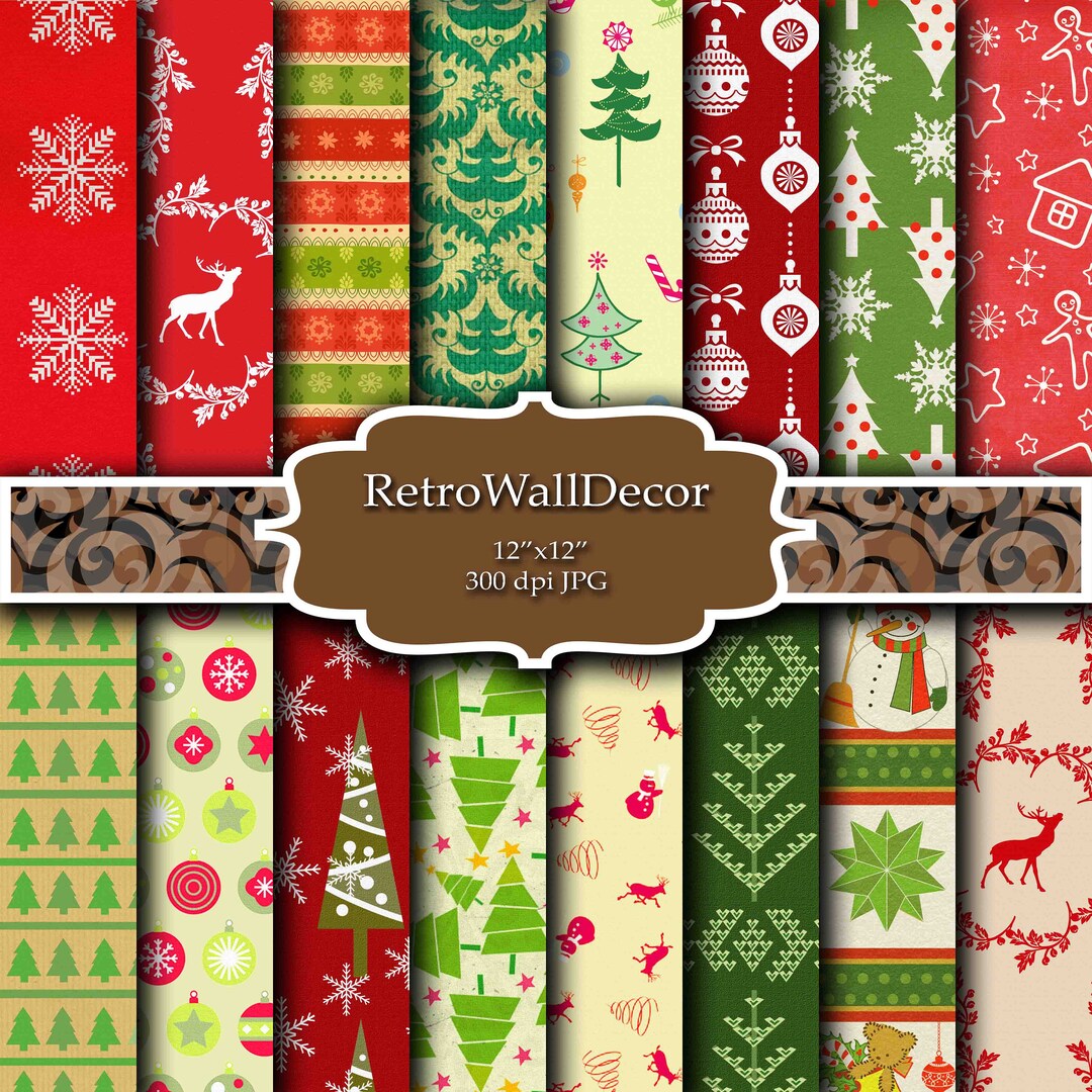 Christmas Digital Paper, Christmas Tree, Holiday Papers, Winter Paper