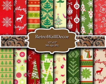 Christmas digital paper, christmas tree, Holiday Papers, winter paper, Christmas Patterns, Christmas Background Buy 2 Get 1 FREE