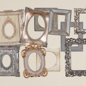 Digital frame, Vintage Photo Frame, Frame Clip Art, Vintage Frames, Old style frame, Silver frame, Old Frames Clip Art, Vintage Clip Art