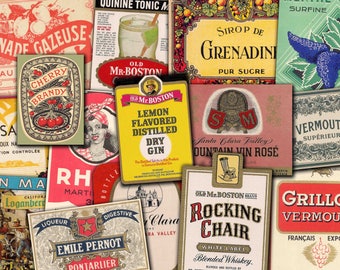 Vintage Drink Labels: Whiskey, Vermouth, and Wine Ephemera (Digital Download)
