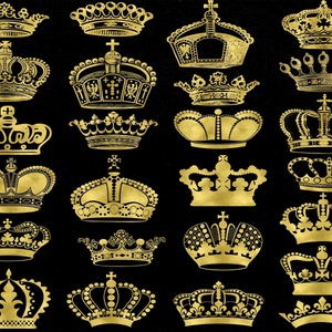 Golden Crown, Crown Clip Art, Crown Silhouette, Digital Crowns, Royal Crown, Crown PNG, printable crown, crown image Buy 2 Get 1 FREE