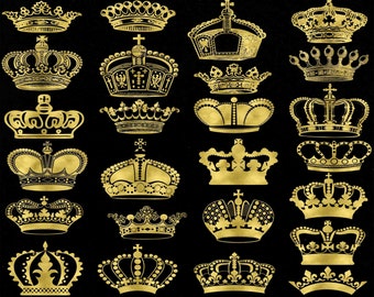 Golden Crown, Crown Clip Art, Crown Silhouette, Digital Crowns, Royal Crown, Crown PNG, printable crown, crown image Buy 2 Get 1 FREE