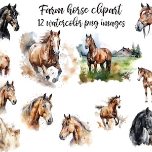Farm horse clipart, Horse illustration, Horse Clipart, Watercolor horse, Horse image, Printable horse, Horse poster Buy 2 Get 1 Free