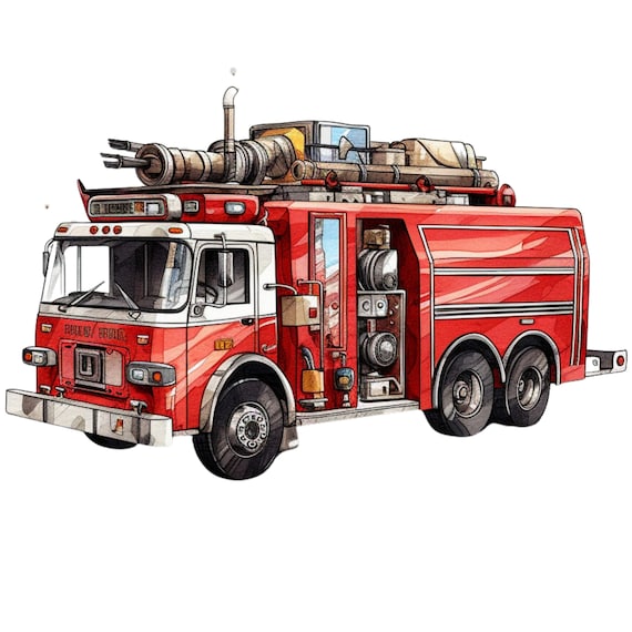 Feuerwehrauto Clipart, Feuerwehrauto Aquarell, Feuerwehrauto Bild, Fahrzeug  Aquarell, Feuerwehrauto Poster, Feuerwehrauto PNG, Feuerwehrauto JPG -  .de