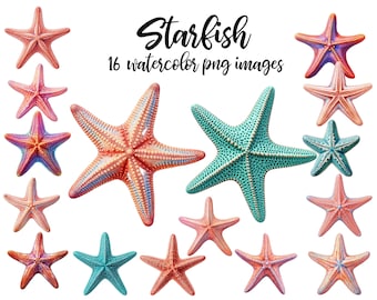 Watercolor Starfish Clipart Set: Nursery Art (Digital Download)