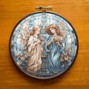 Two Angels Cross Stitch Pattern PDF, Beautiful Angels Design for Home Decor, Angels Cross Stitch Hand Embroidery, Instant Download