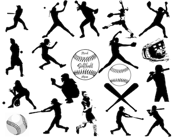 Softball Silhouettes, Softball Clip Art, Sports Silhouette, Sports Clip Art, Softball SVG Sport clipart Buy 2 Get 1 FREE