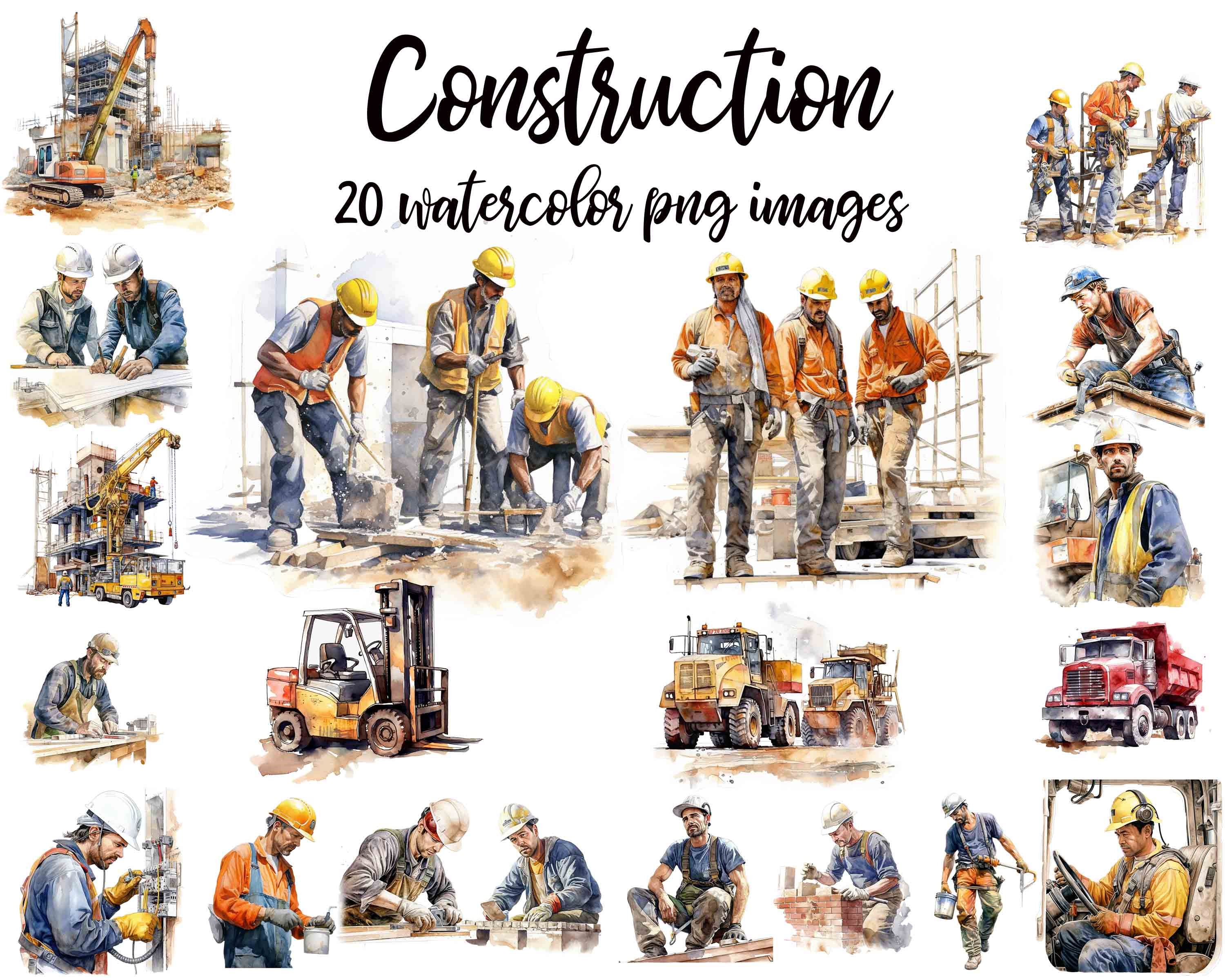 Construction worker clipart, Construction illustration, Watercolor worker, Engineer clipart Buy 2 Get 1 Free