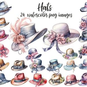 Chapeau Clipart, chapeau aquarelle, chapeau Scrapbook, chapeau PNG, illustration de chapeau, art imprimable, affiche de chapeau, chapeau de journal indésirable acheter 2 Get 1 Free