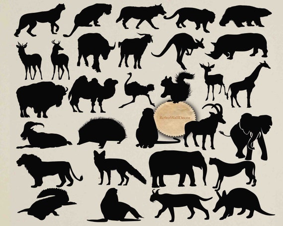 Download Wild Animals Silhouettes Safari Animals Wild Animal Svg Etsy
