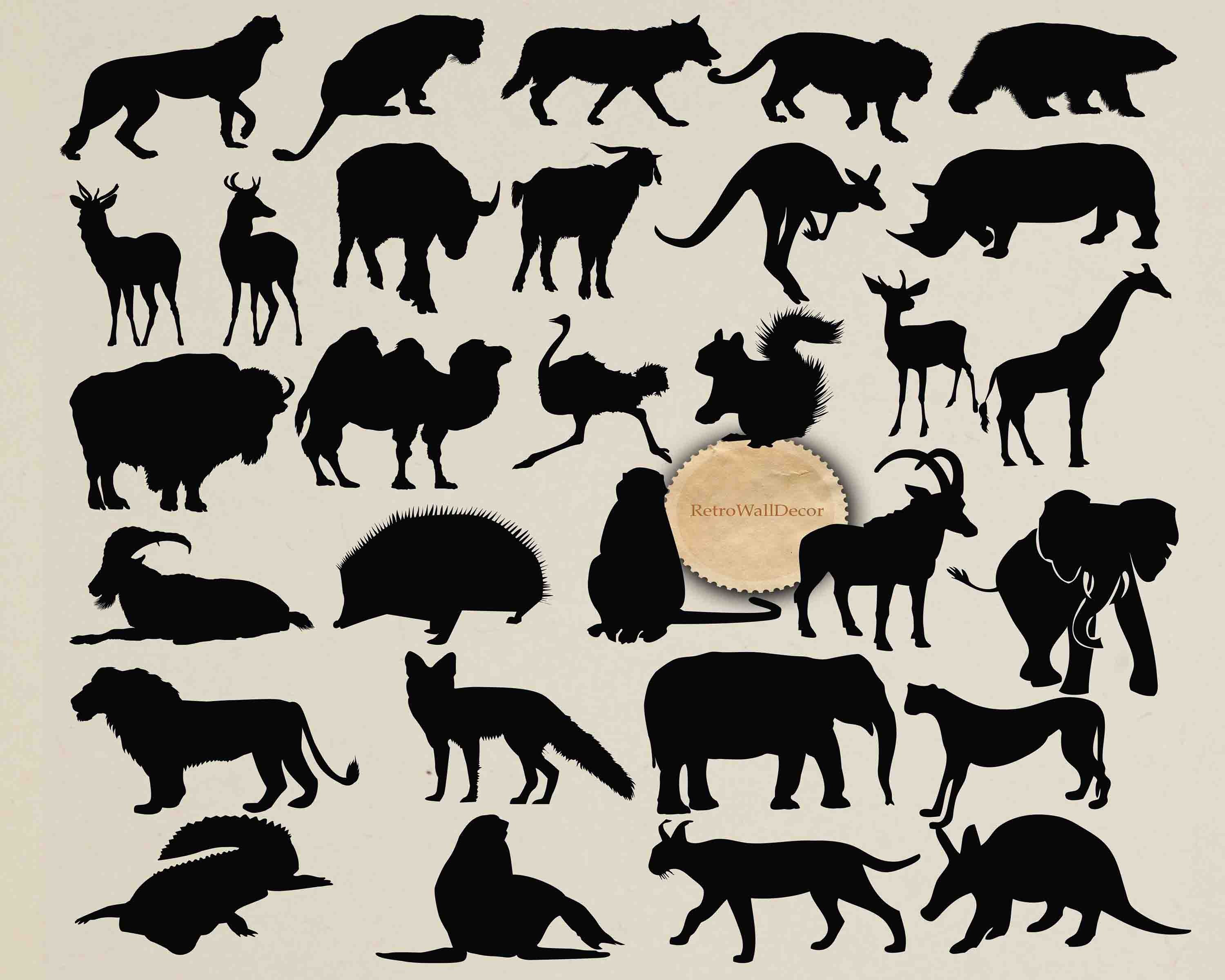 Download Wild Animals Silhouettes Safari Animals Wild Animal Svg Etsy