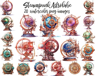 Intricate Steampunk Astrolabe Clipart, Ideal for DIY Projects, A Thoughtful Gift for Steampunk Enthusiasts