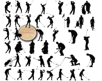 Golf Silhouettes Clipart: Sports SVG Bundle (Digital Download)