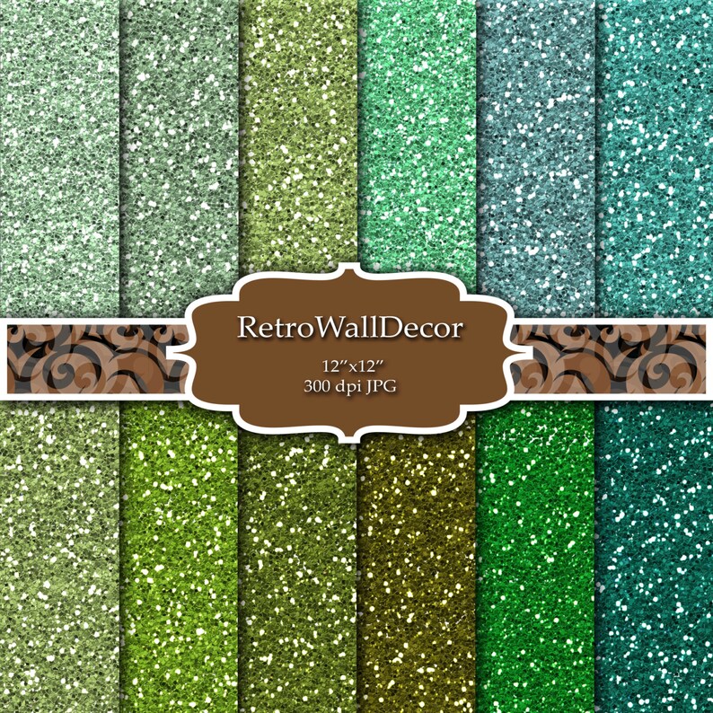 Glitter Digital Paper Green Glitter Printable Paper Digital | Etsy