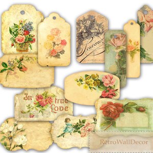 Spring Labels, Romantic Label, Label clip Art, Easter Label, Digital label, Vintage label, Floral print art, Vintage roses Buy 2 Get 1 FREE