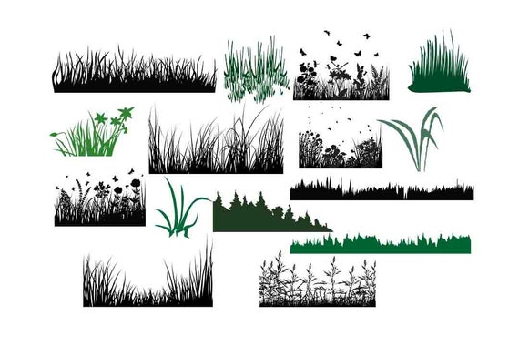 Download Grass Silhouette Grass Clipart Botanical Clip Art Grass Etsy