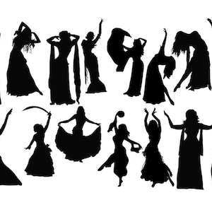 Danza del vientre svg, danza oriental svg, silueta de bailarina, danza svg, danza árabe svg, archivo de corte de danza del vientre Danza del vientre cricut Compre 2 y obtenga 1 GRATIS