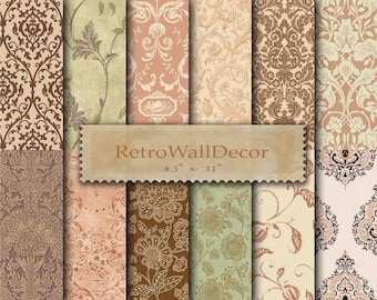 Old wallpaper, Damask background, digital damask, vintage papers, vintage damask, damask pattern, rustic paper 8.5x11 Buy 2 Get 1 FREE