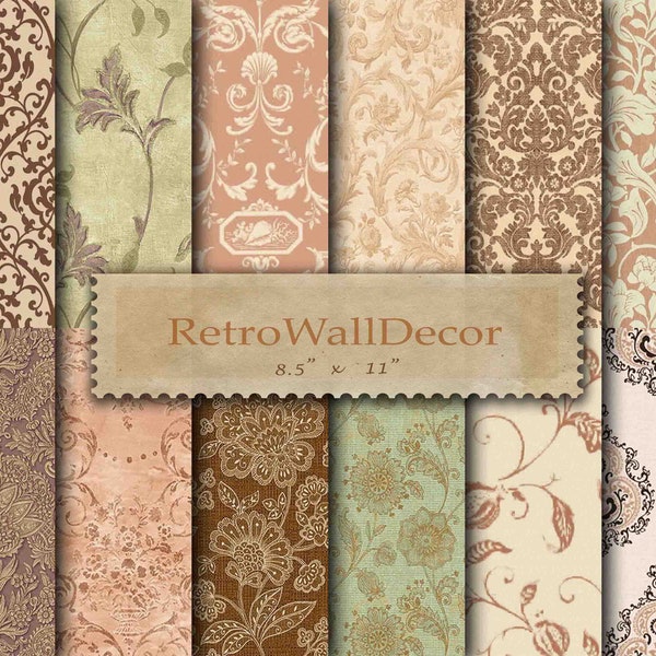 Old wallpaper, Damask background, digital damask, vintage papers, vintage damask, damask pattern, rustic paper 8.5x11 Buy 2 Get 1 FREE