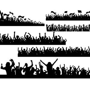 Juichend silhouet van de menigte, juichende mensen, crowd cut bestand, juichend publiek, sportevenement crowd cricut koop 2 krijg 1 GRATIS