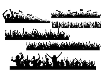 Cheering crowd silhouette, Cheering People, Crowd cut file, Cheering Audience, Sporting Event Crowd cricut Buy 2 Get 1 FREE