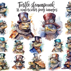 Vintage Steampunk Schildkröte Clipart, hochauflösende Bilder für kreative Projekte, ideal für Steampunk-Liebhaber
