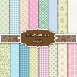 Papel digital para bebê, padrões de bebê, rosa, menino, menina, papel decoupage, chá de bebê, arte para impressão, papel 12x12 Compre 2 e ganhe 1 GRÁTIS