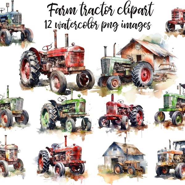 Farm Tractor, Tractor illustration, Tractor Clipart, Watercolor Tractor, Red tractor, Printable tractor, Tractor poster Buy 2 Get 1 Free