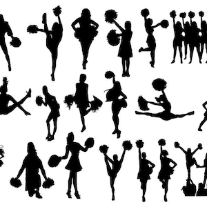 Cheerleader SVG, cheerleader illustraties, cheerleader vector, cheerleader silhouet, meisje silhouet, cheerleader cricut Buy 2 Get 1 FREE