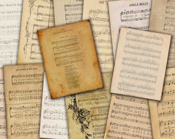 CHRISTMAS SONGS 14 vintage holidays music digital collage sheets Christmas Carols songs paper Christmas Music Sheets Buy 2 Get 1 FREE