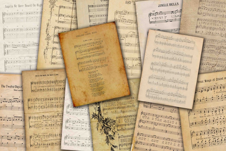 CHRISTMAS SONGS 14 Vintage Holidays Music Digital Collage - Etsy