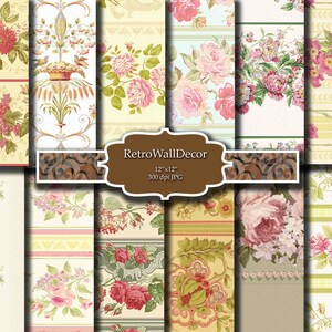 Floral Digital Paper, Flower Digital Paper, Floral Background, Rose Digital Paper, Shabby Chic Floral Pattern, Paper 12x12 Buy 2 Get 1 FREE