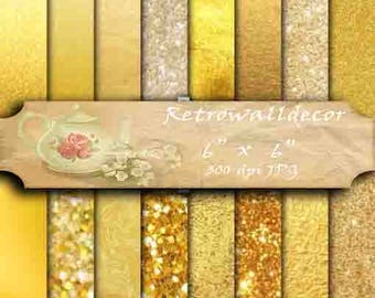 Digital gold paper, Gold background, Gold paper, Digital gold foil, Gold glitter, Gold pattern, Gold glitter Paper 6x6 Buy 2 Get 1 FREE