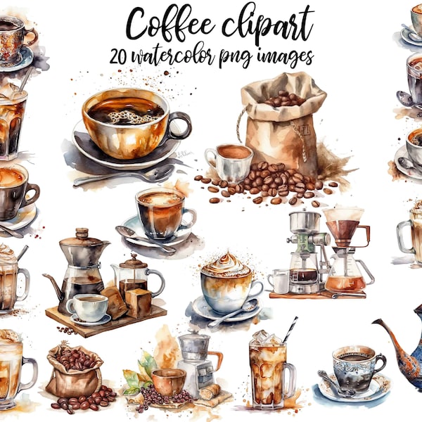 Coffee clipart, coffee watercolor, Coffee set clipart, Mocha clipart , Coffee illustration, Coffee image, Americano clipart Buy 2 Get 1 FREE