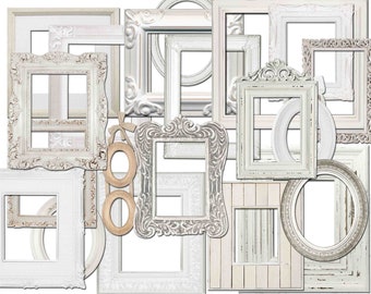 Digital frame, Vintage White Frames, Vintage Frames, Frames clipart, Shabby vintage, White frame, Vintage Clip Art Buy 2 Get 1 FREE