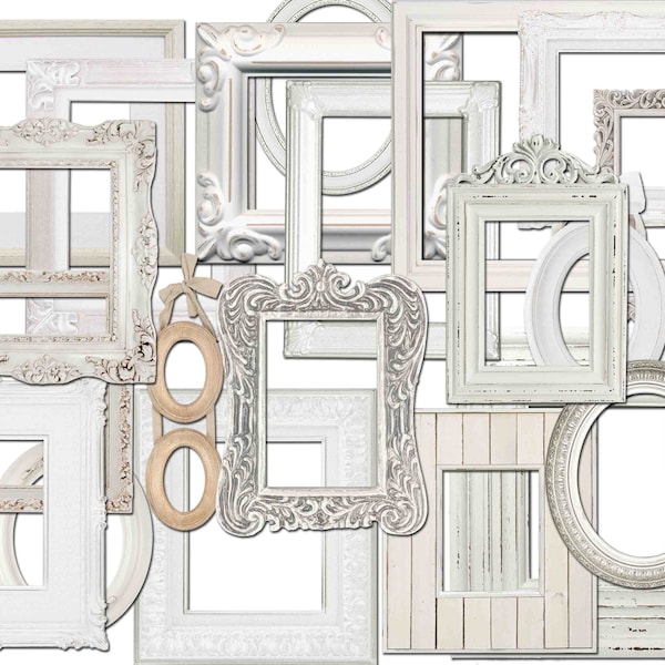 Digital frame, Vintage White Frames, Vintage Frames, Frames clipart, Shabby vintage, White frame, Vintage Clip Art Buy 2 Get 1 FREE