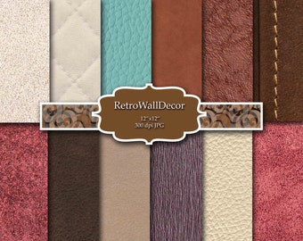 Digital leather, leather textures, leather backgrounds, distressed brown leather, Shabby chic leather, Paper 12x12 Buy 2 Get 1 FREE