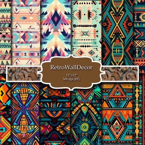 Tribal Digital Paper, Tribal watercolor, Tribal Pattern, Tribal Backgrounds, Ethnic Pattern, Digital Paper 12x12 Buy 2 Get 1 FREE