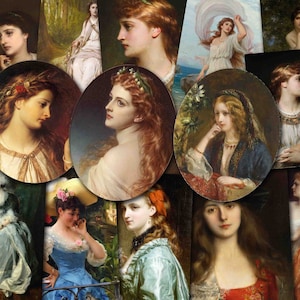 Retrato vintage, Retrato victoriano, Retrato de mujer, Hoja vintage, Maestros antiguos, Belleza de mujer vintage, Miniatura vintage Comprar 2 Obtener 1 GRATIS