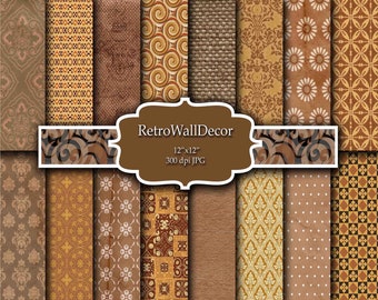 Vintage Autumn Digital Paper: Fall Colors, 12x12 Patterns (Digital Download)