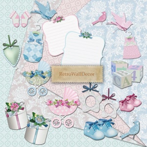 Baby Clip art, Jongen en Meisje Baby Douche Clip Art, Nursery Clip Art, Baby verjaardag, jongen en meisje clipart, nieuwe baby clip art Koop 2 Krijg 1 GRATIS