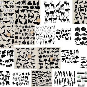 Natur Bundle, Tier Silhouette, Tier Clip Art, Pflanzen Silhouette, Kräuter Clipart, Fisch Silhouette, Bauernhof Silhouette 450 Bilder
