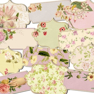 Spring Labels, Romantic Label, Label clip Art, Easter Label, Digital label, Vintage label, Floral print art, Vintage roses Buy 2 Get 1 FREE