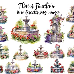 Flower fountain, Fountain clipart, Watercolor clipart, Fountain image, Park fountain image, Flower fountain PNG Buy 2 Get 1 FREE