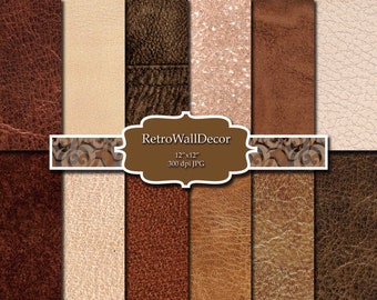 Digital leather, leather textures, leather backgrounds, distressed brown leather, Shabby chic leather, Paper 12x12 Buy 2 Get 1 FREE