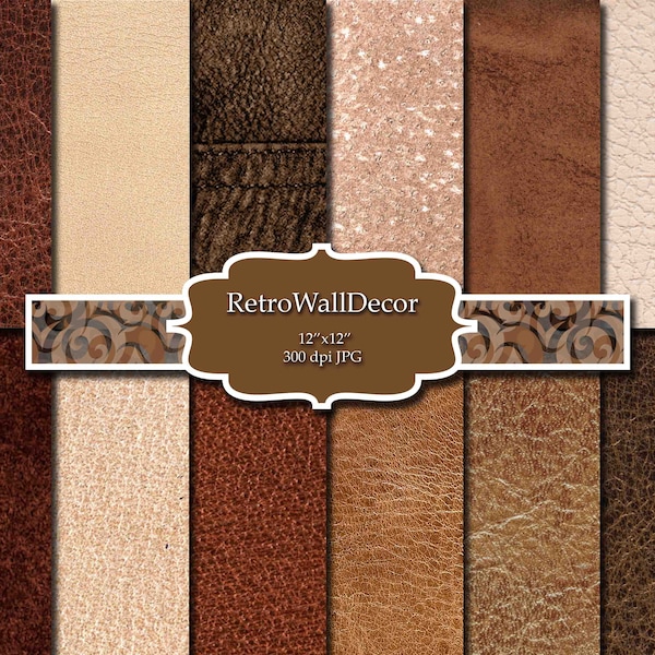 Digital leather, leather textures, leather backgrounds, distressed brown leather, Shabby chic leather, Paper 12x12 Buy 2 Get 1 FREE