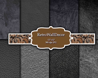 Black Leather Texture Background: 12x12 Scrapbook Paper (Digital Download)