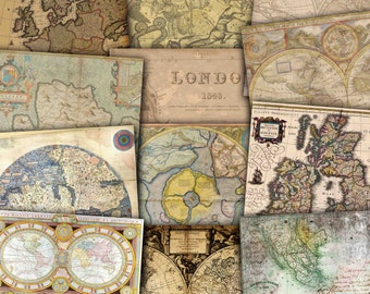 Vintage maps digital paper , vintage and antique maps of Europe, America and the world , old world maps Buy 2 Get 1 FREE