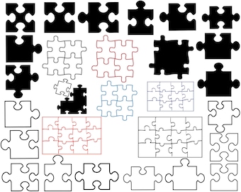 Puzzle Piece SVG Bundle: Silhouette Clipart, DXF Cut Files (Digital Download)